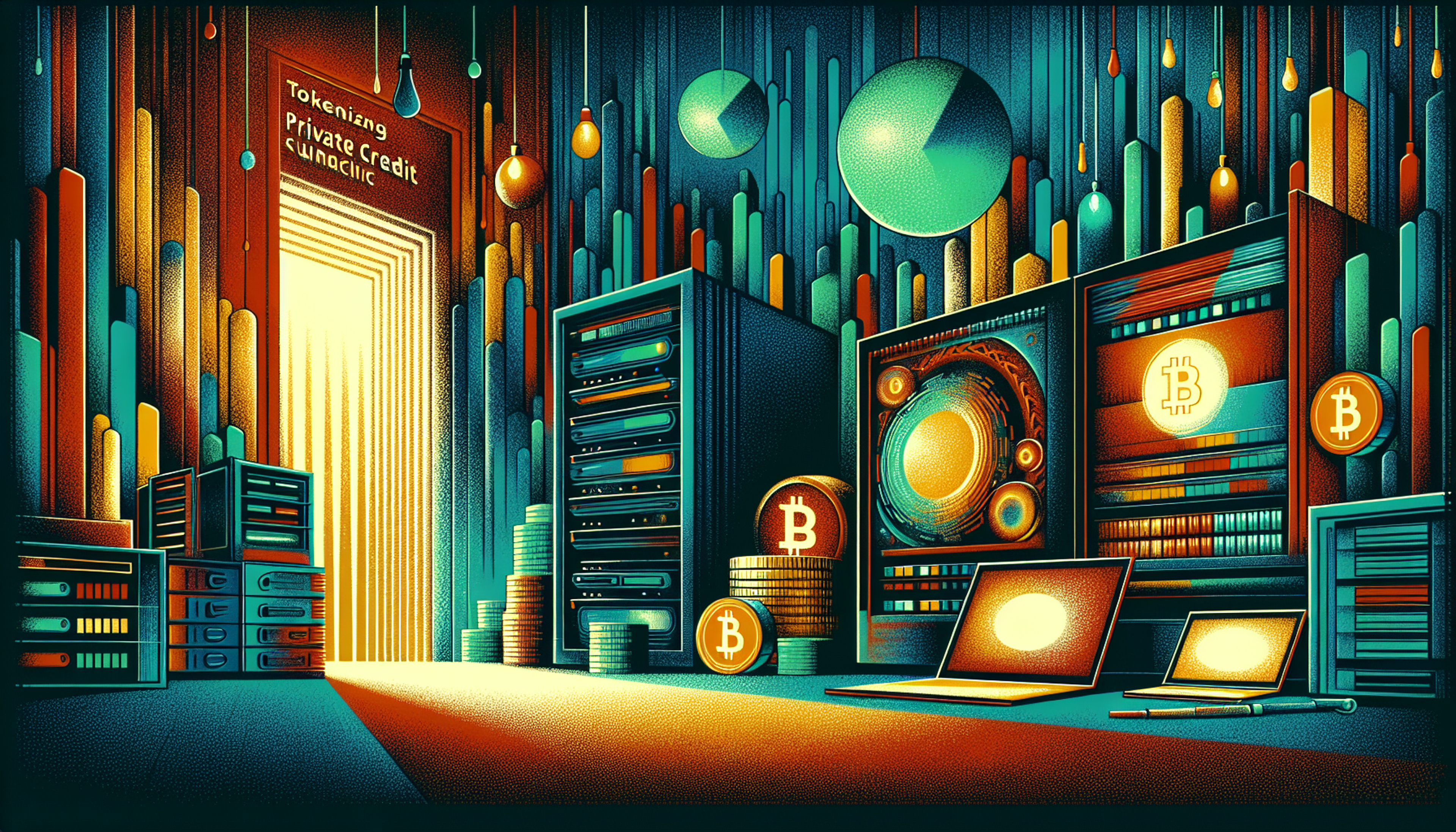 A futuristic digital environment with servers