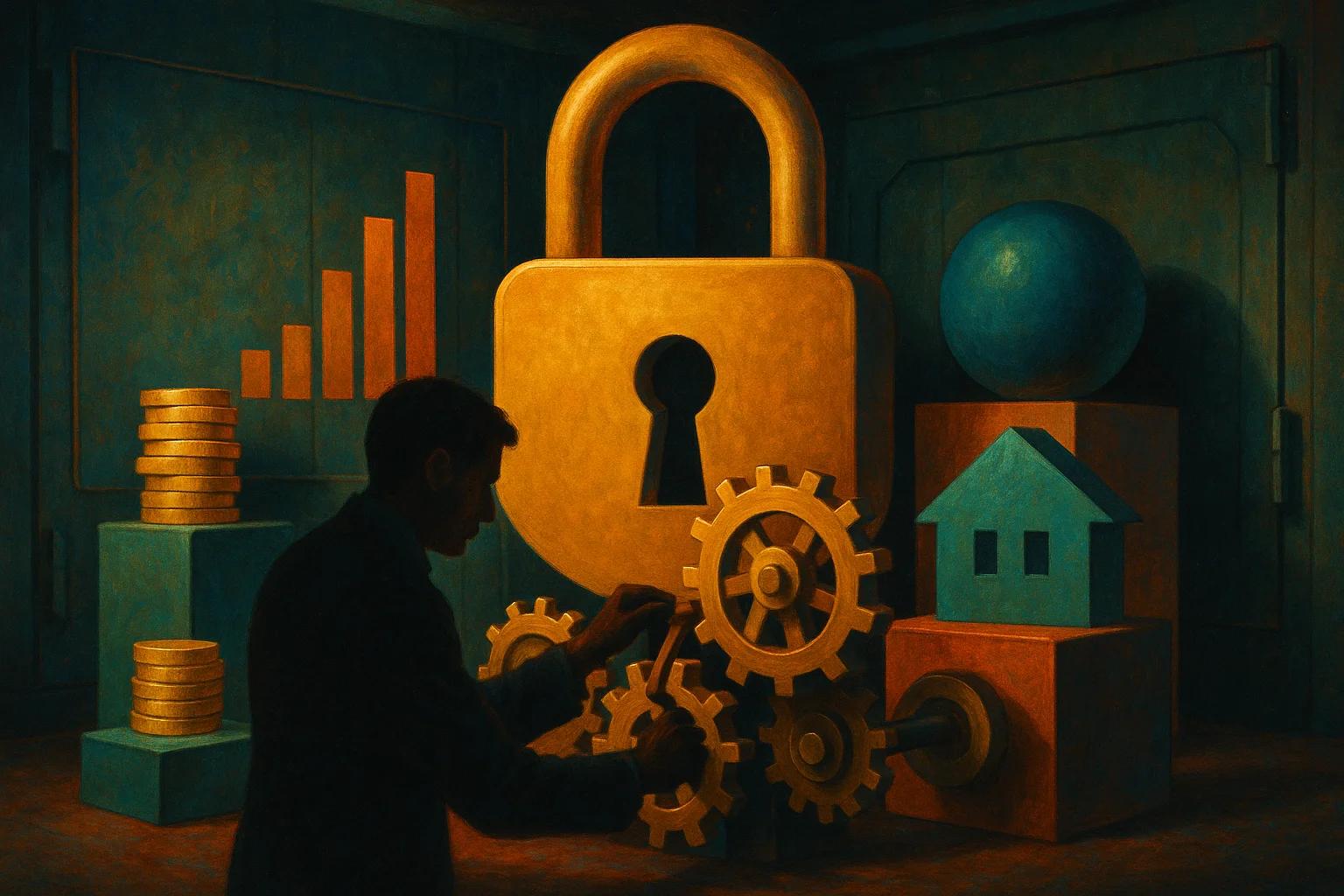 Silhouette of a person adjusting gears near a