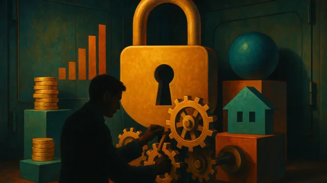 Silhouette of a person adjusting gears near a