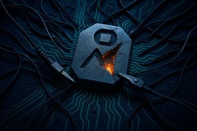 A cracked metallic object on a circuit board