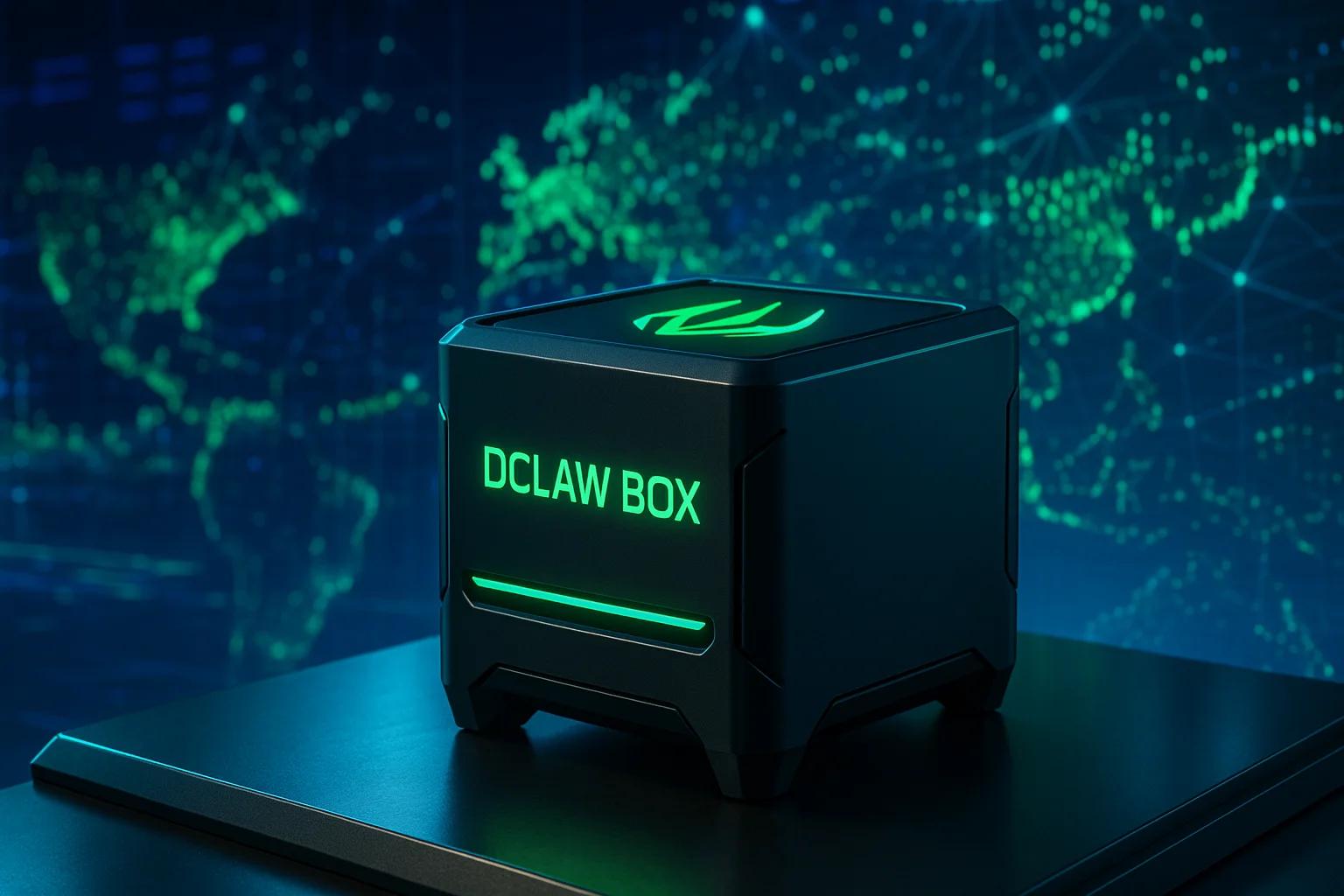 A sleek black device with green lighting on a
