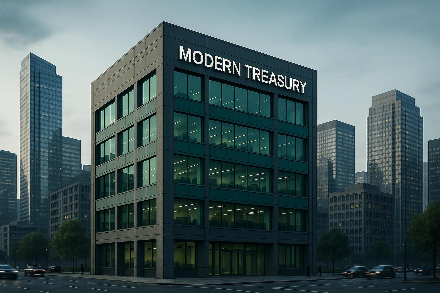 Modern glass building in a cityscape at dusk
