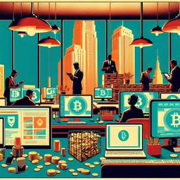A modern office with multiple people working at