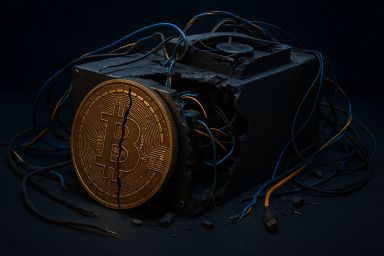 A damaged computer hardware piece with a large