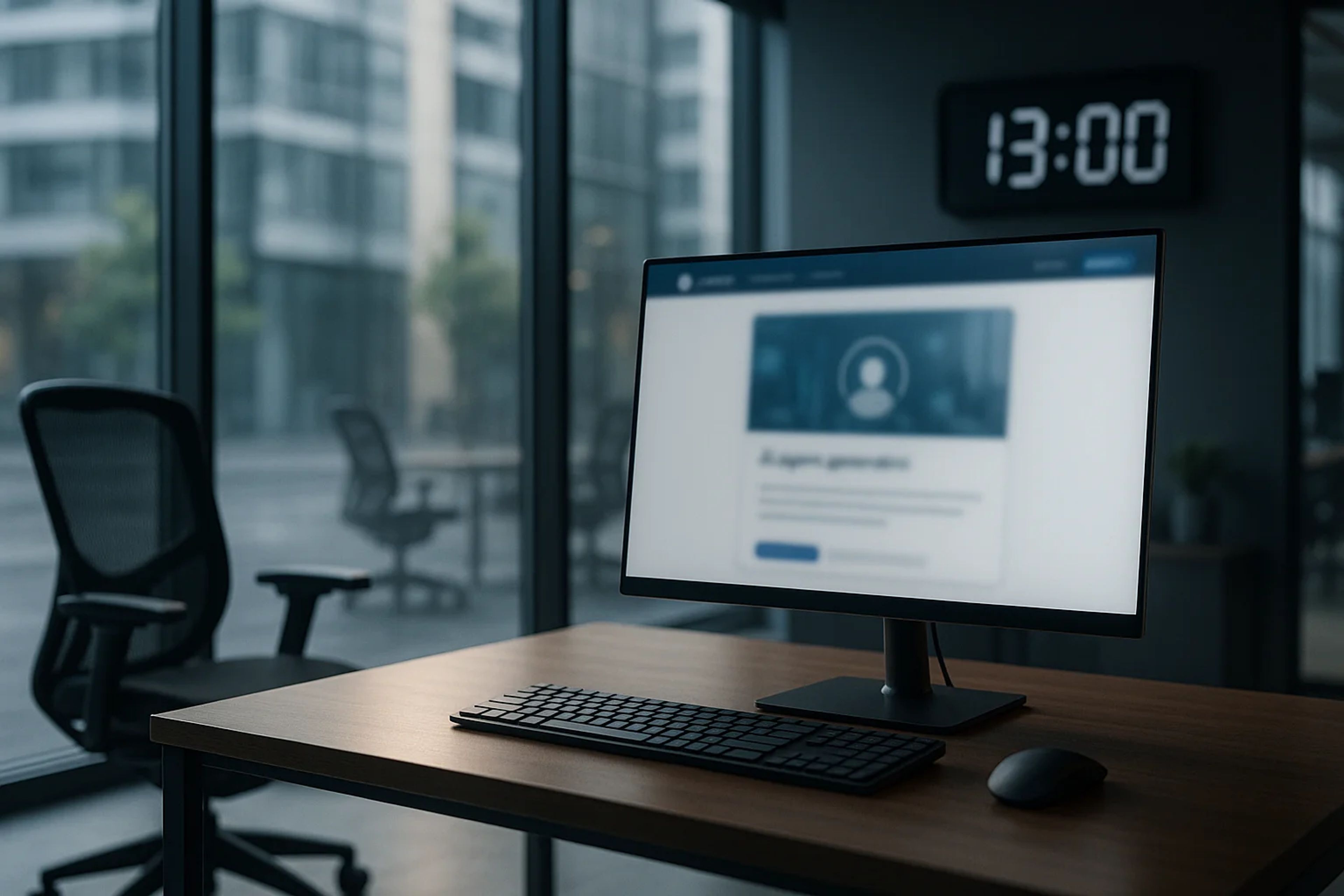Modern office workspace with a computer monitor