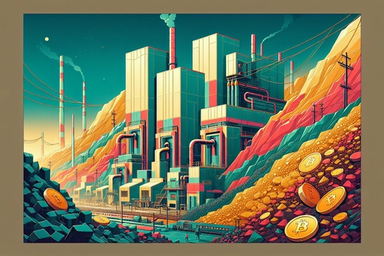 Colorful industrial landscape with factories and