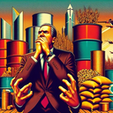 A man in a suit stands with clenched fists