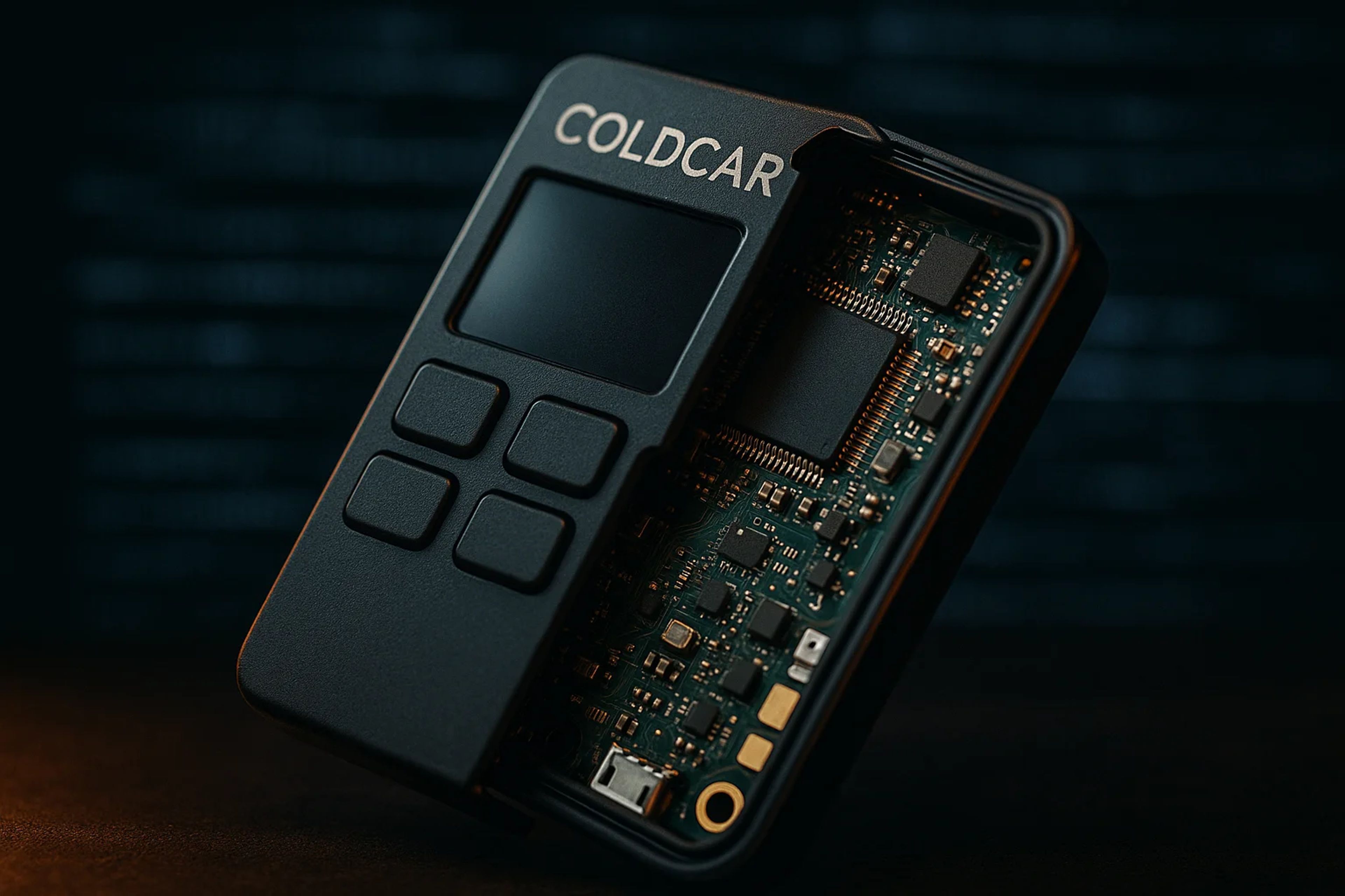 A partially open electronic device revealing its