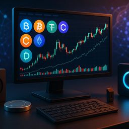 Desktop computer displaying cryptocurrency market