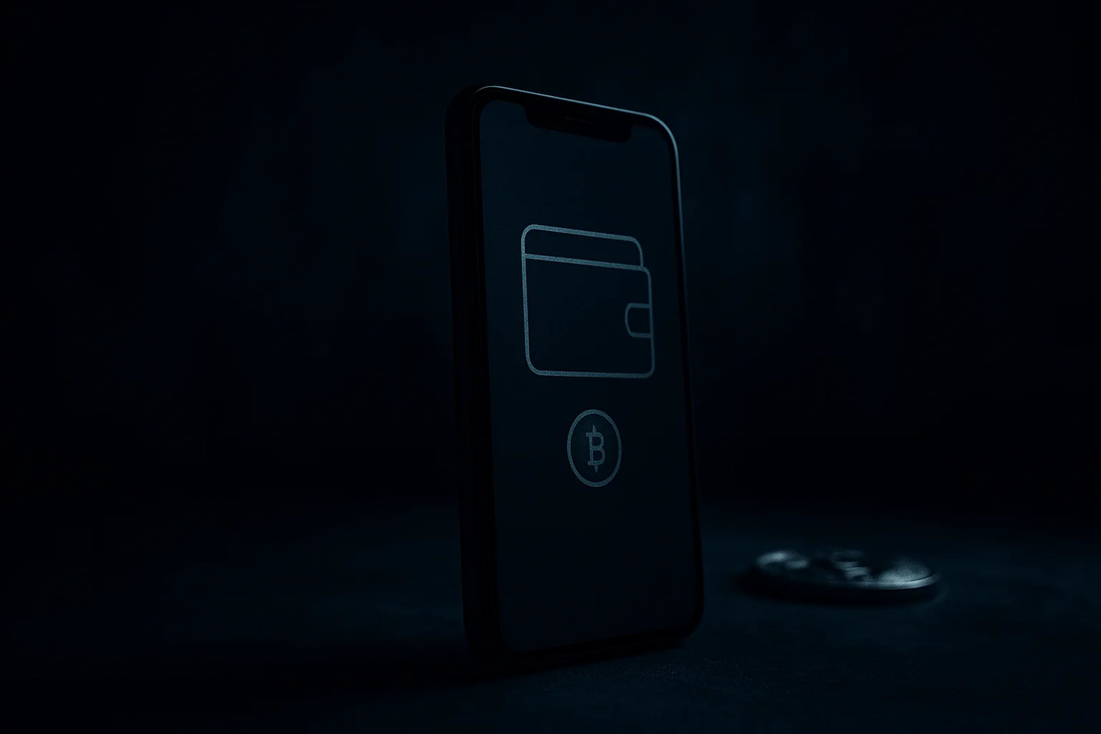 A smartphone with a digital wallet icon on screen