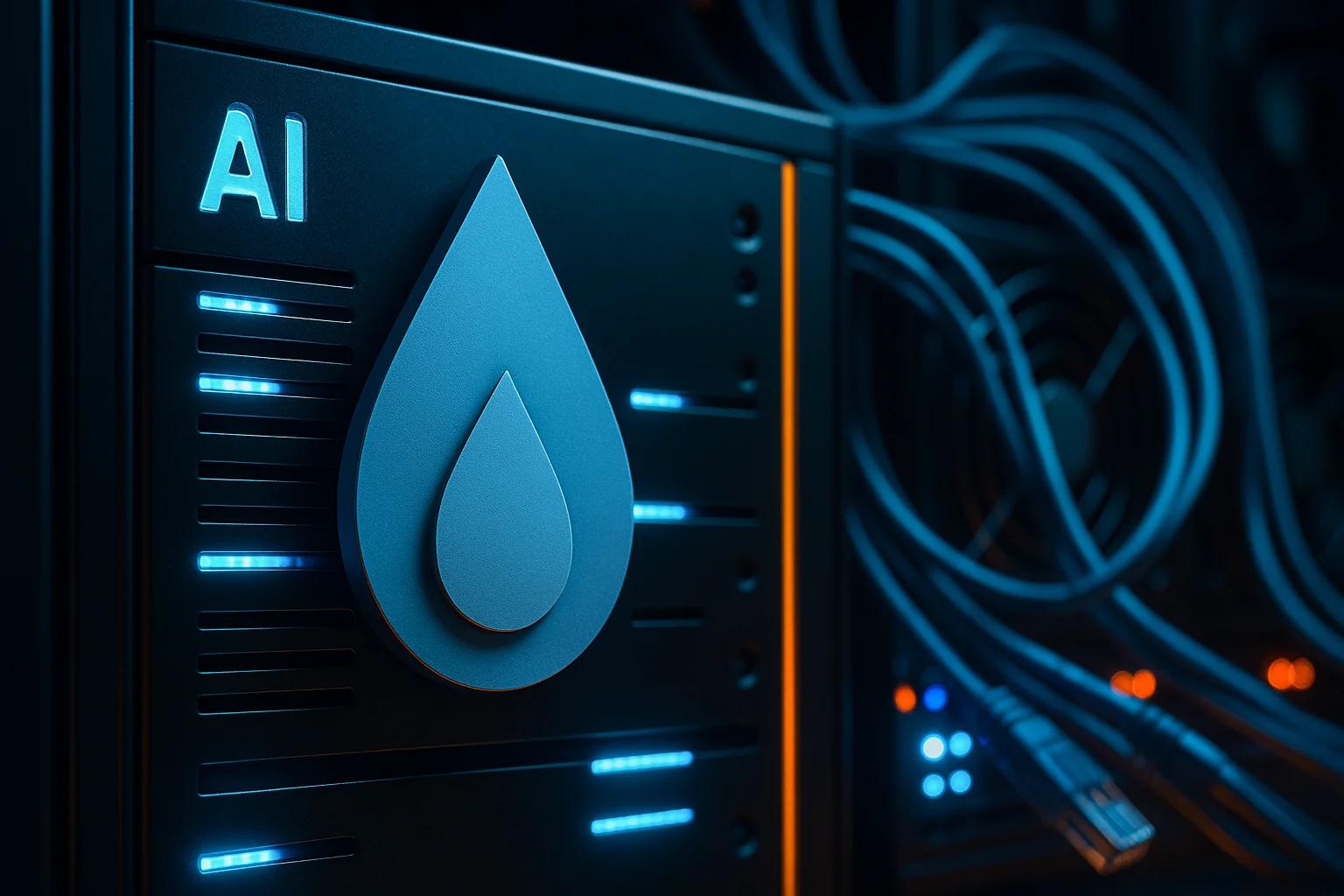 Close-up of a server panel with a droplet symbol