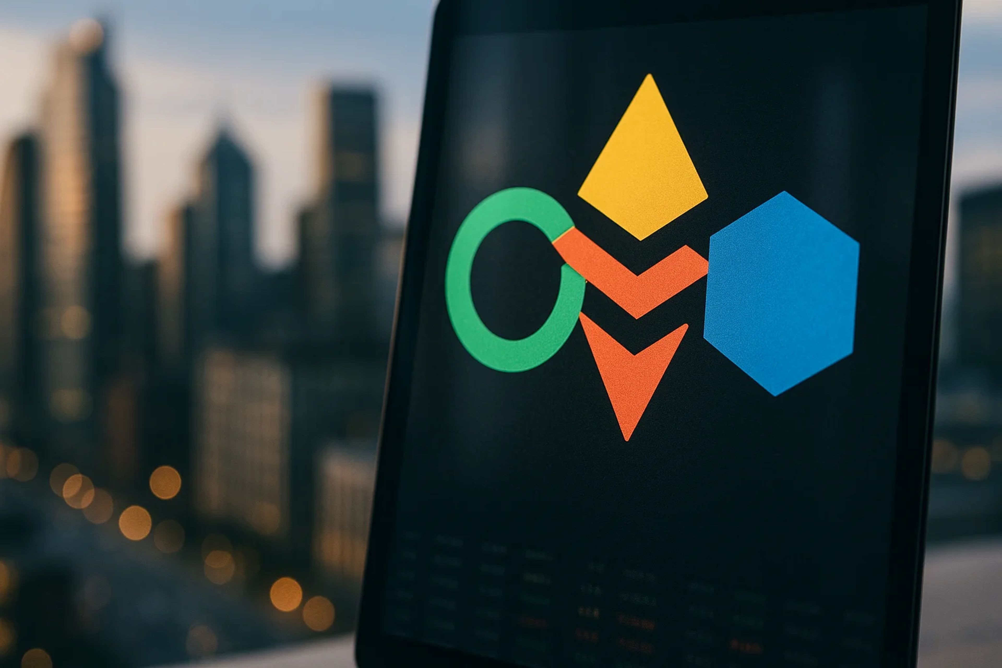 Colorful geometric shapes on a computer screen
