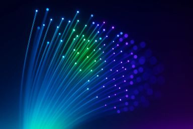Colorful light rays radiating from a central point
