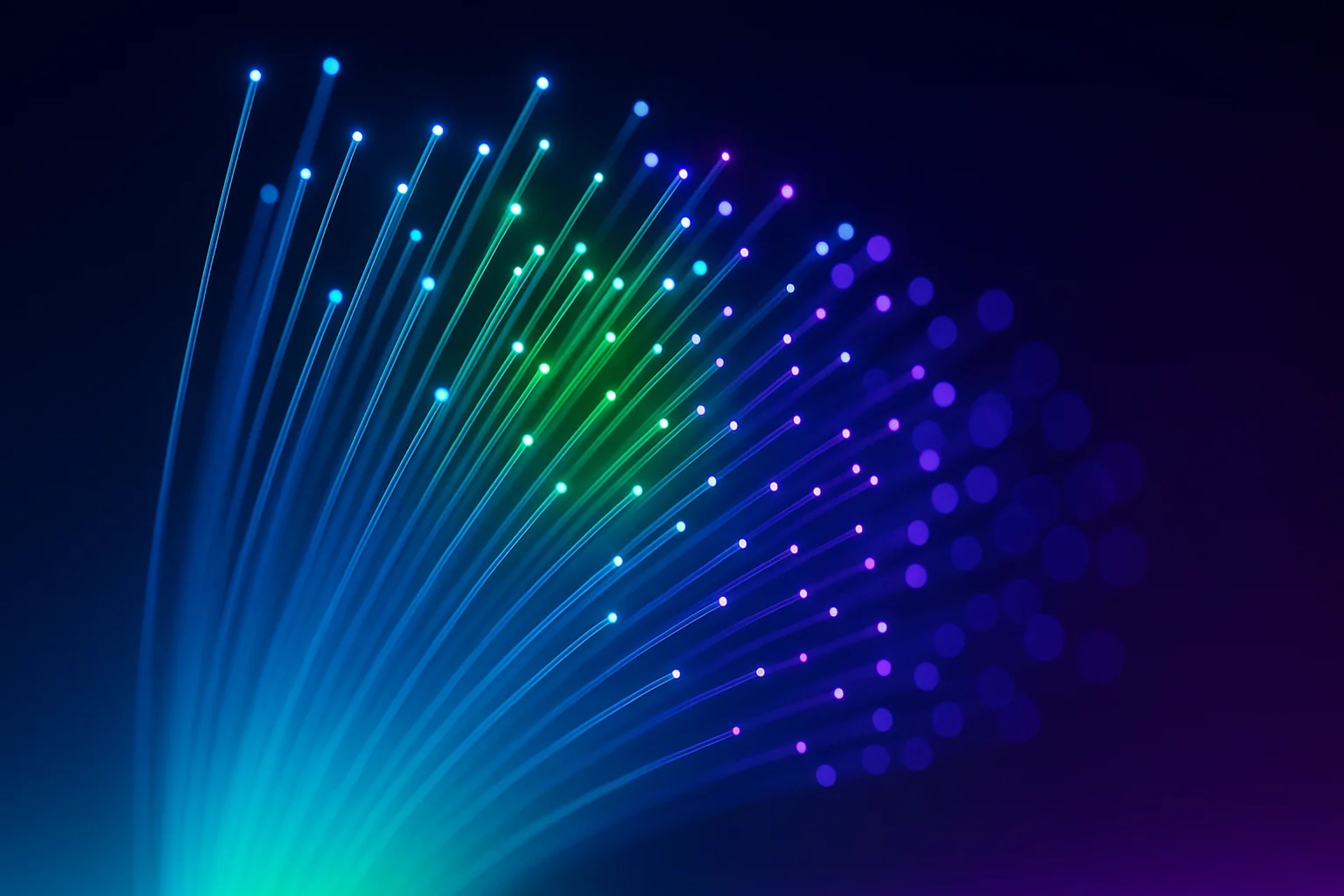 Colorful light rays radiating from a central point