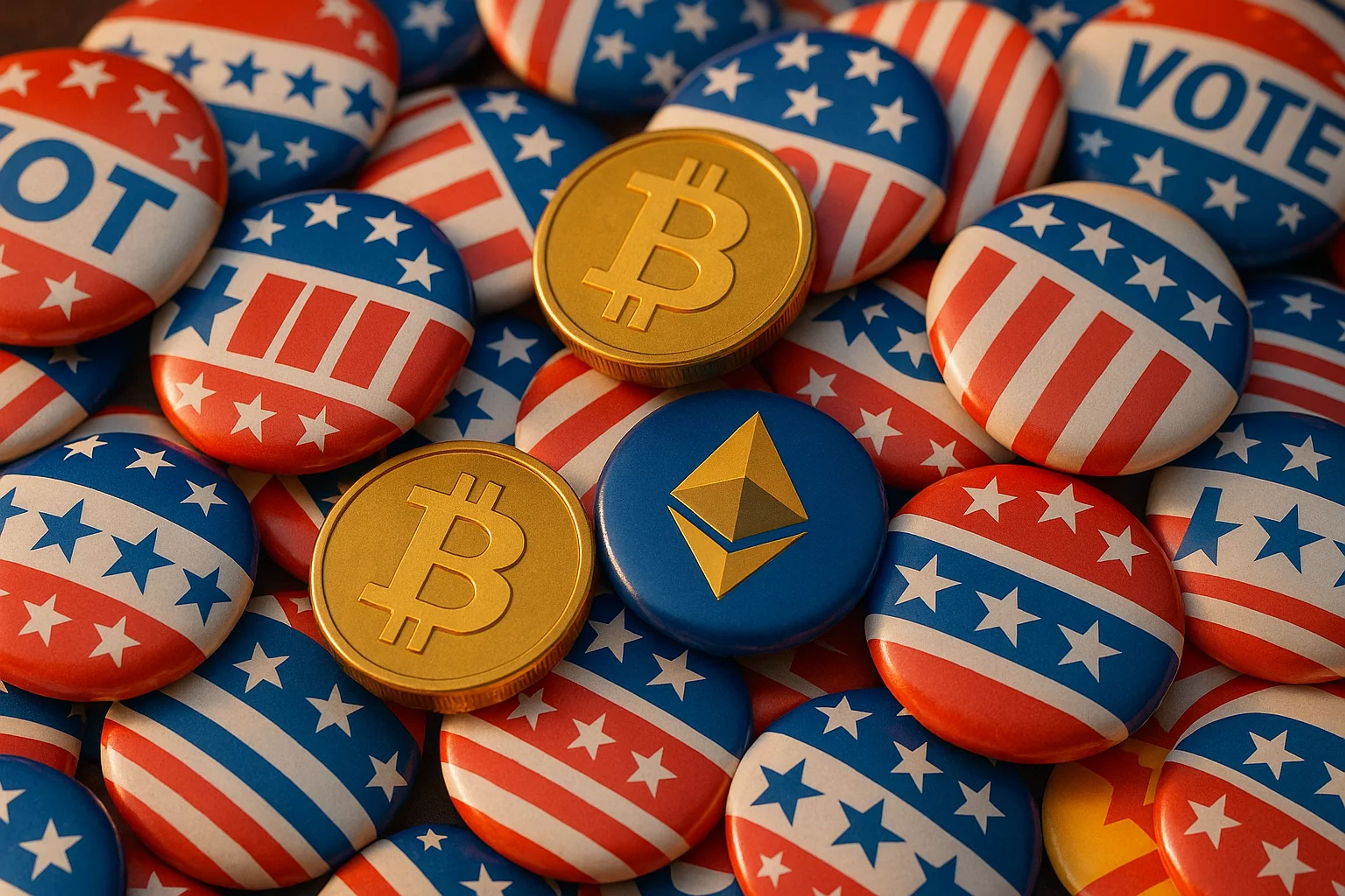 Colorful buttons with patriotic designs and