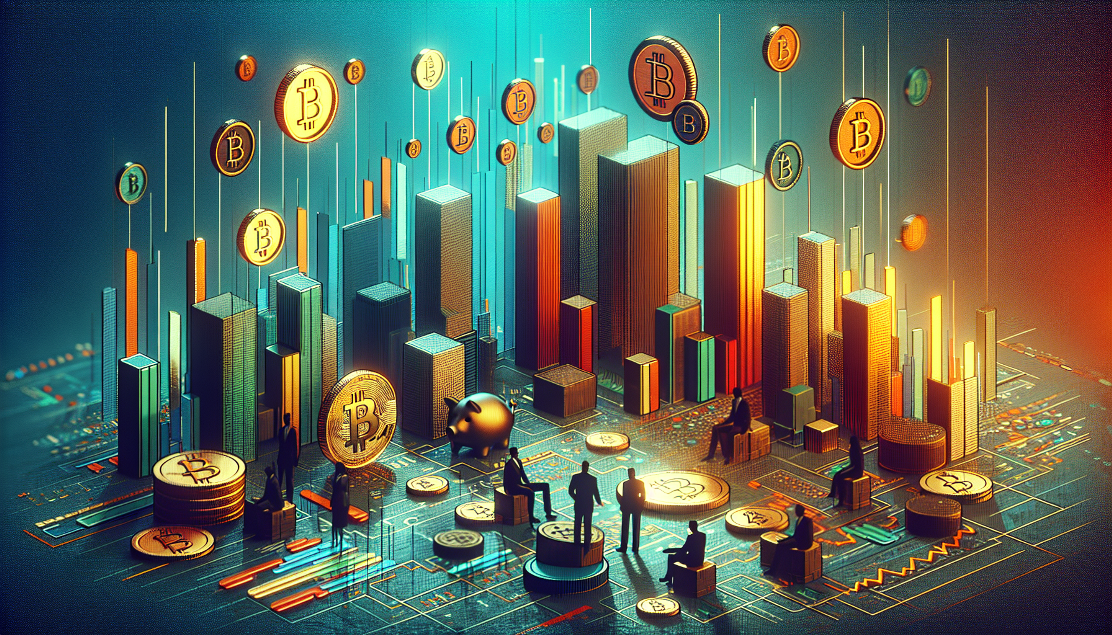 Colorful digital representation of cryptocurrency