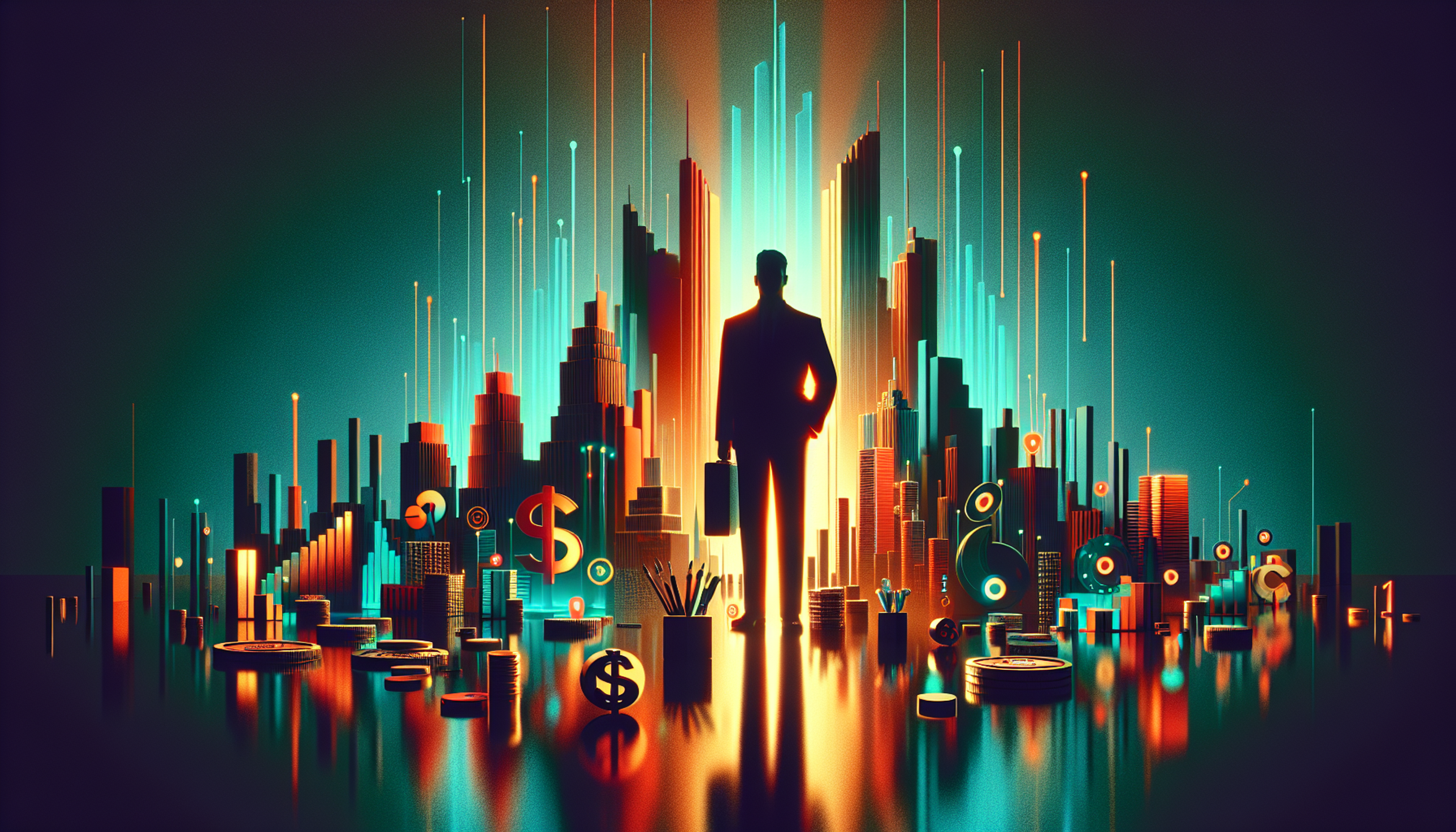 Silhouette of a person in a suit against a