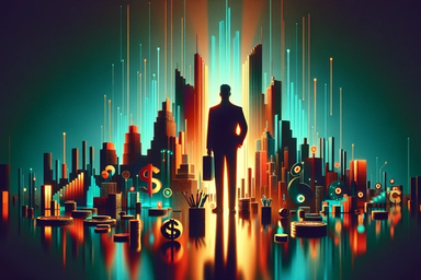 Silhouette of a person in a suit against a