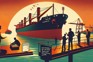 Silhouetted figures on a dock with a large cargo