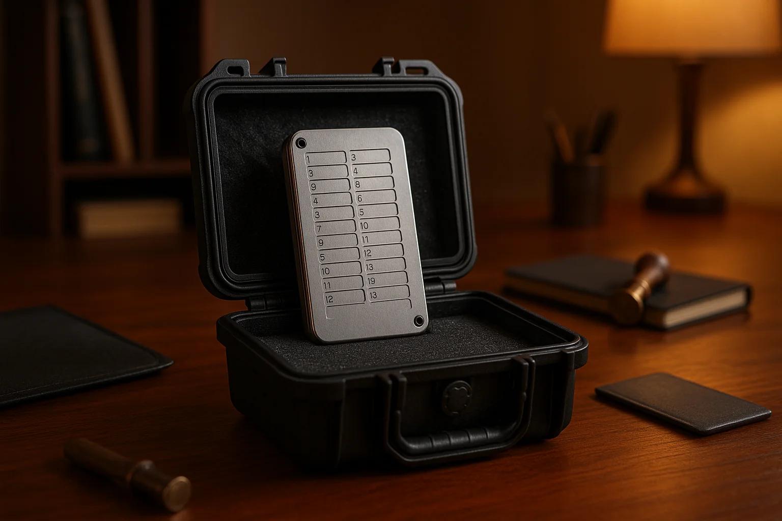 A black case with a metal device inside, on a