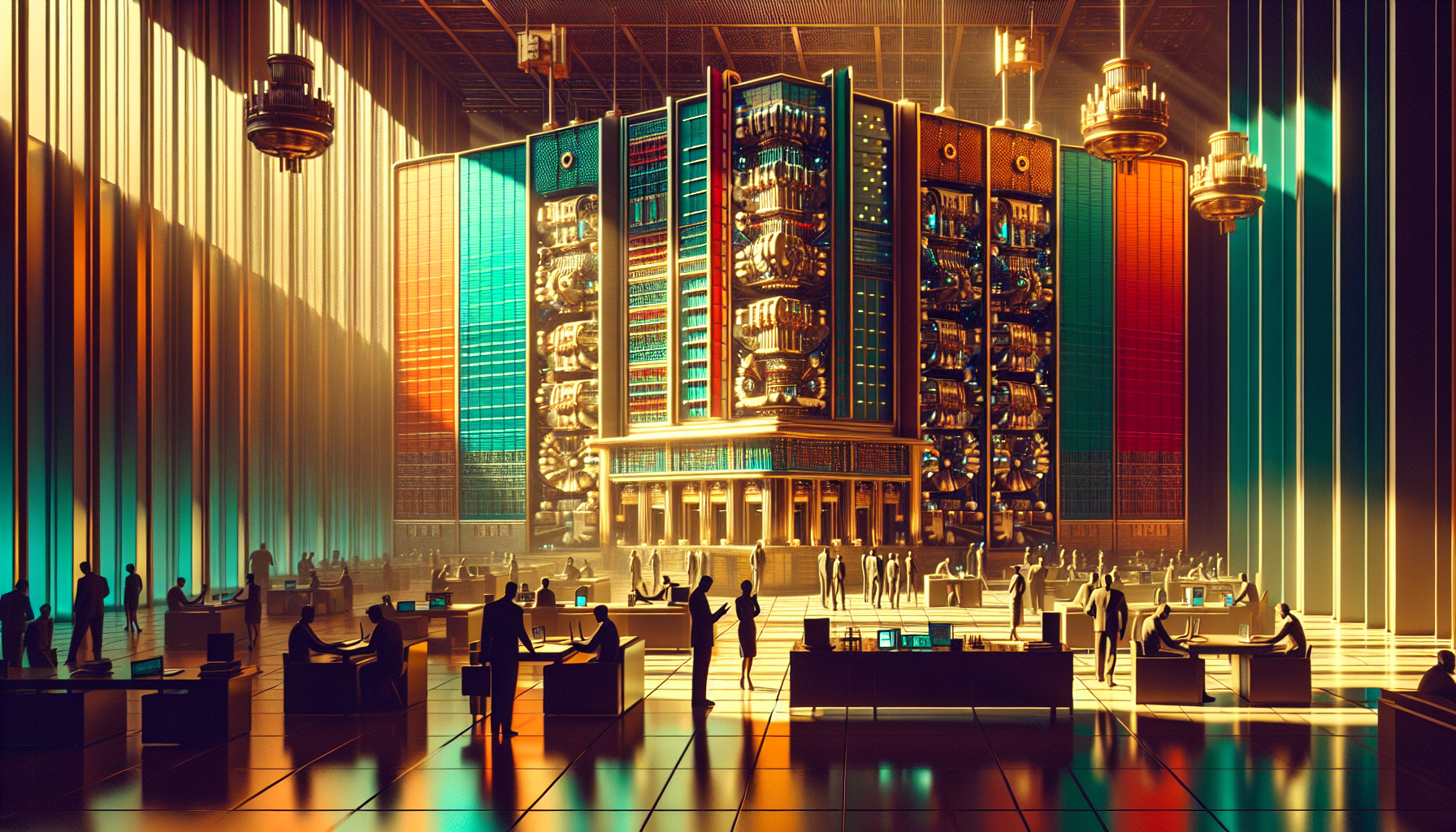 Futuristic building with colorful panels and