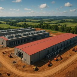 Aerial view of a large industrial complex with