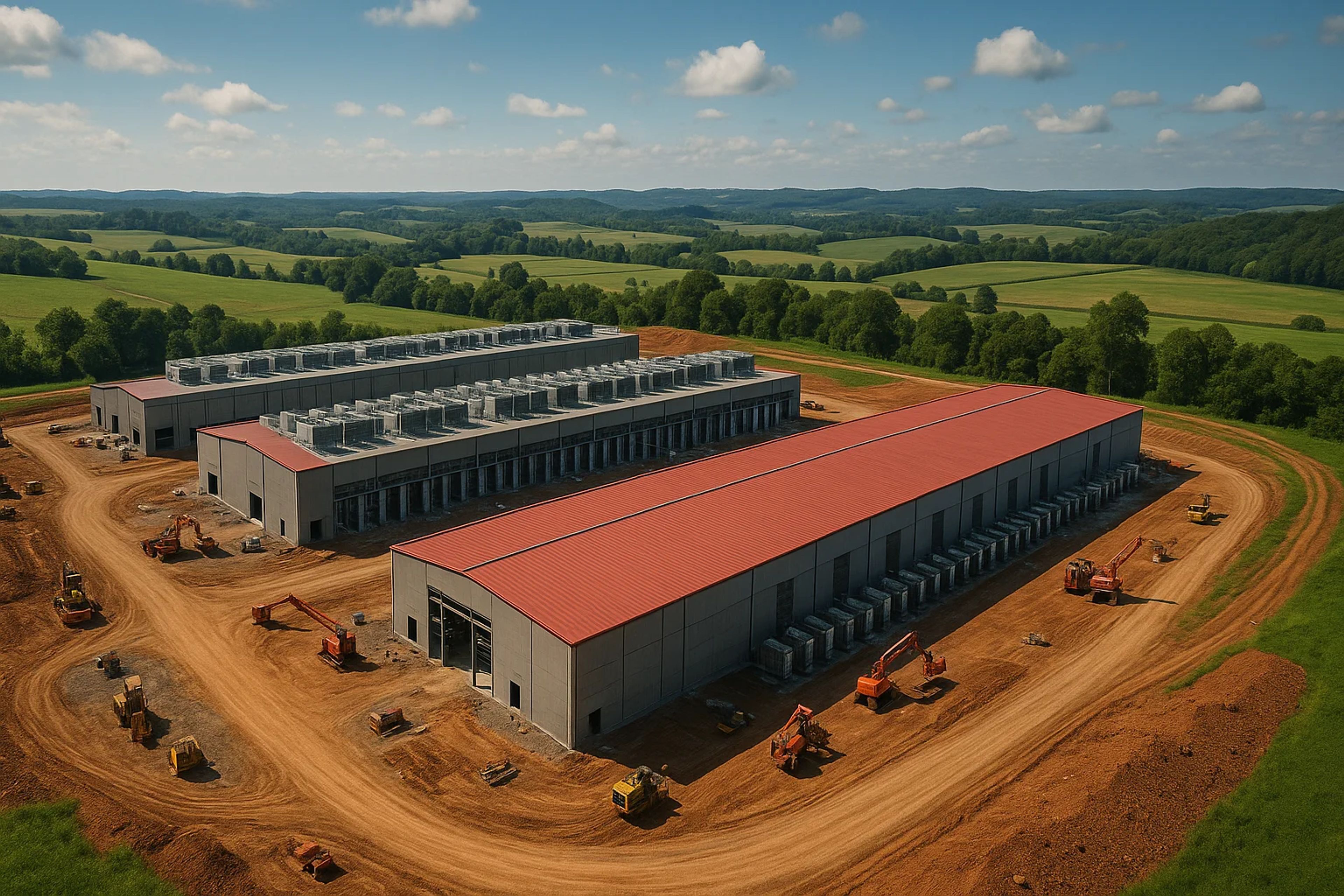 Aerial view of a large industrial complex with