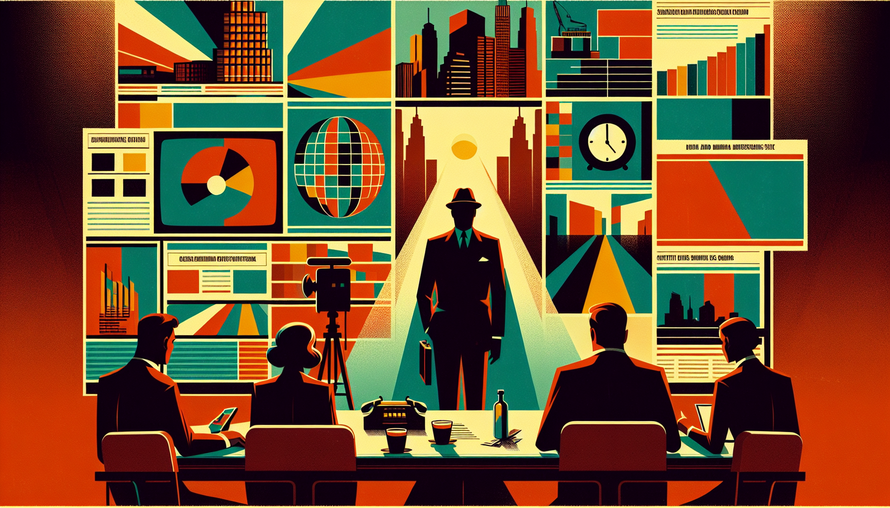 Silhouetted figure in a suit stands before a wall