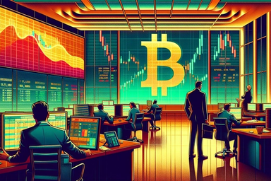 A modern trading room with large screens