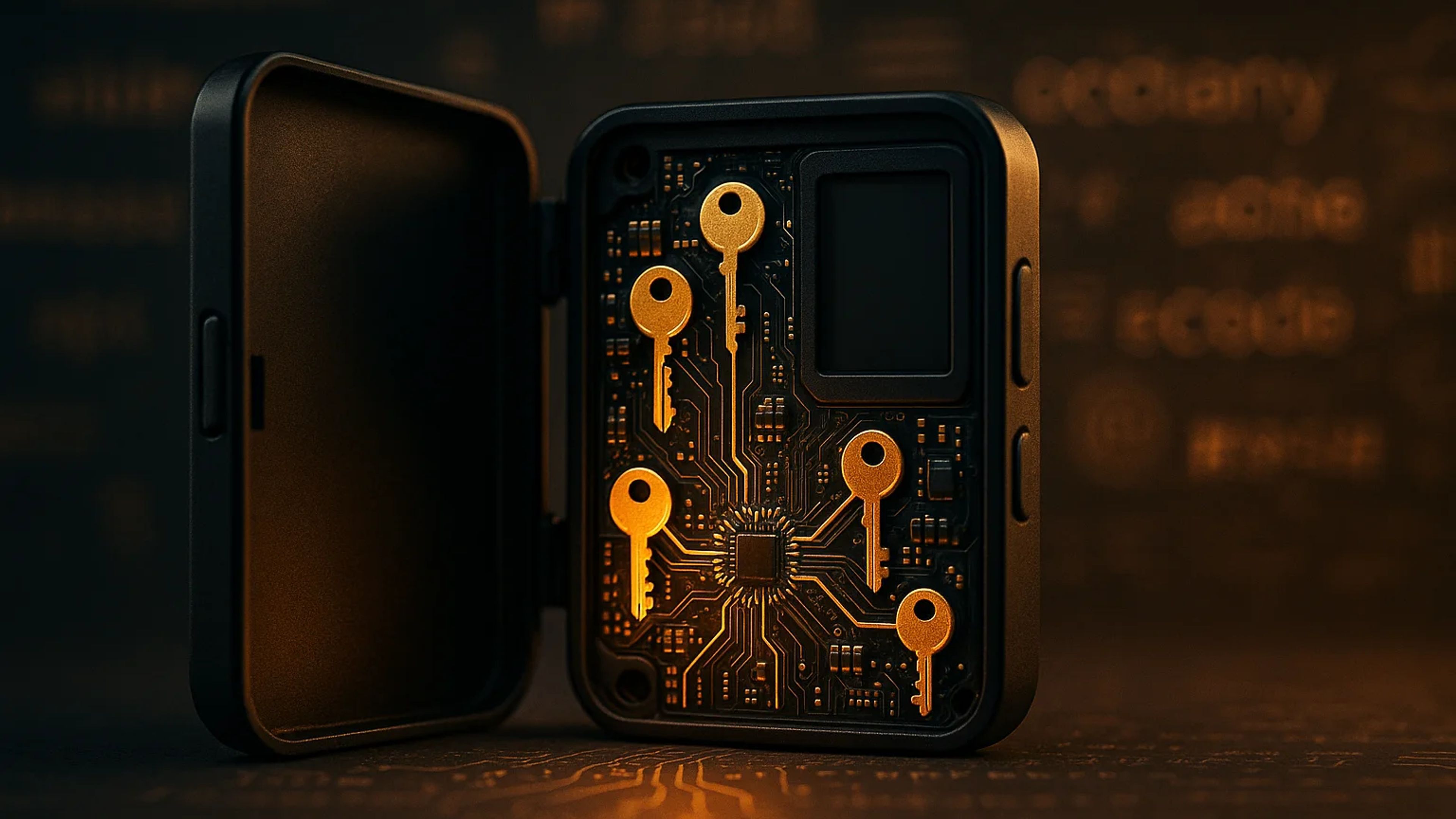 A black electronic device with an open lid