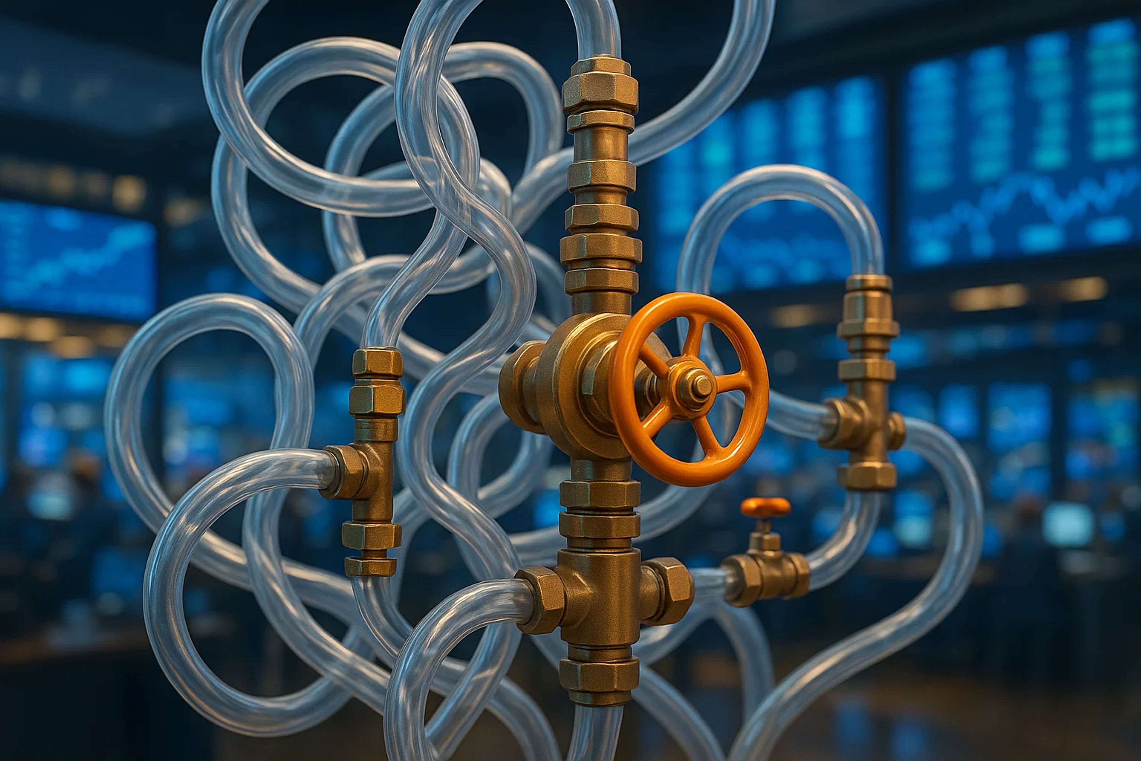 Complex arrangement of transparent tubes and
