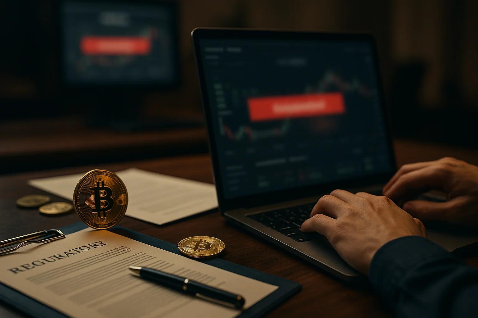 A laptop displaying cryptocurrency charts on a