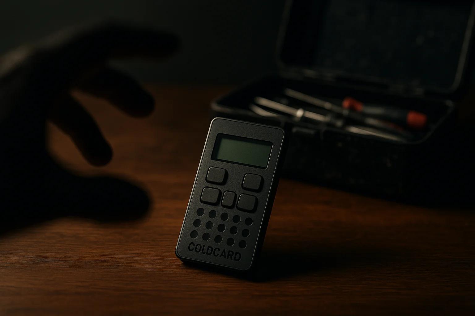 A dark setting featuring a small device with
