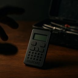A dark setting featuring a small device with