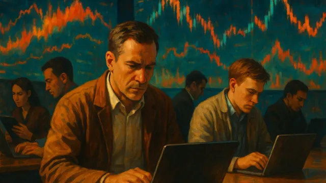 Group of people working on laptops in a dimly lit