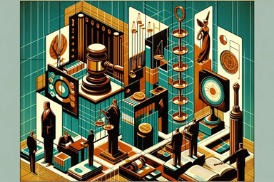 Abstract geometric composition with legal symbols