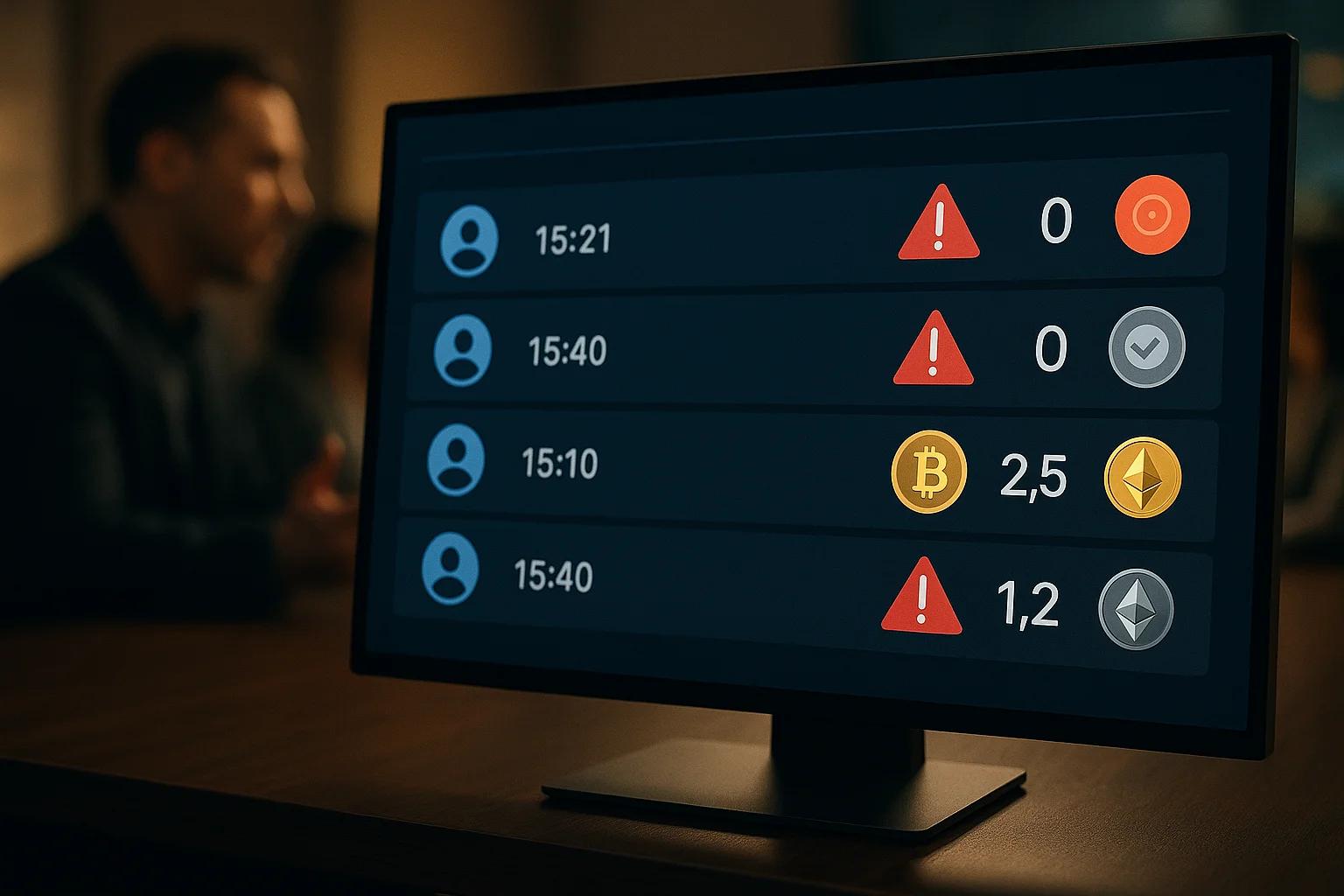 A computer monitor displaying a list of user