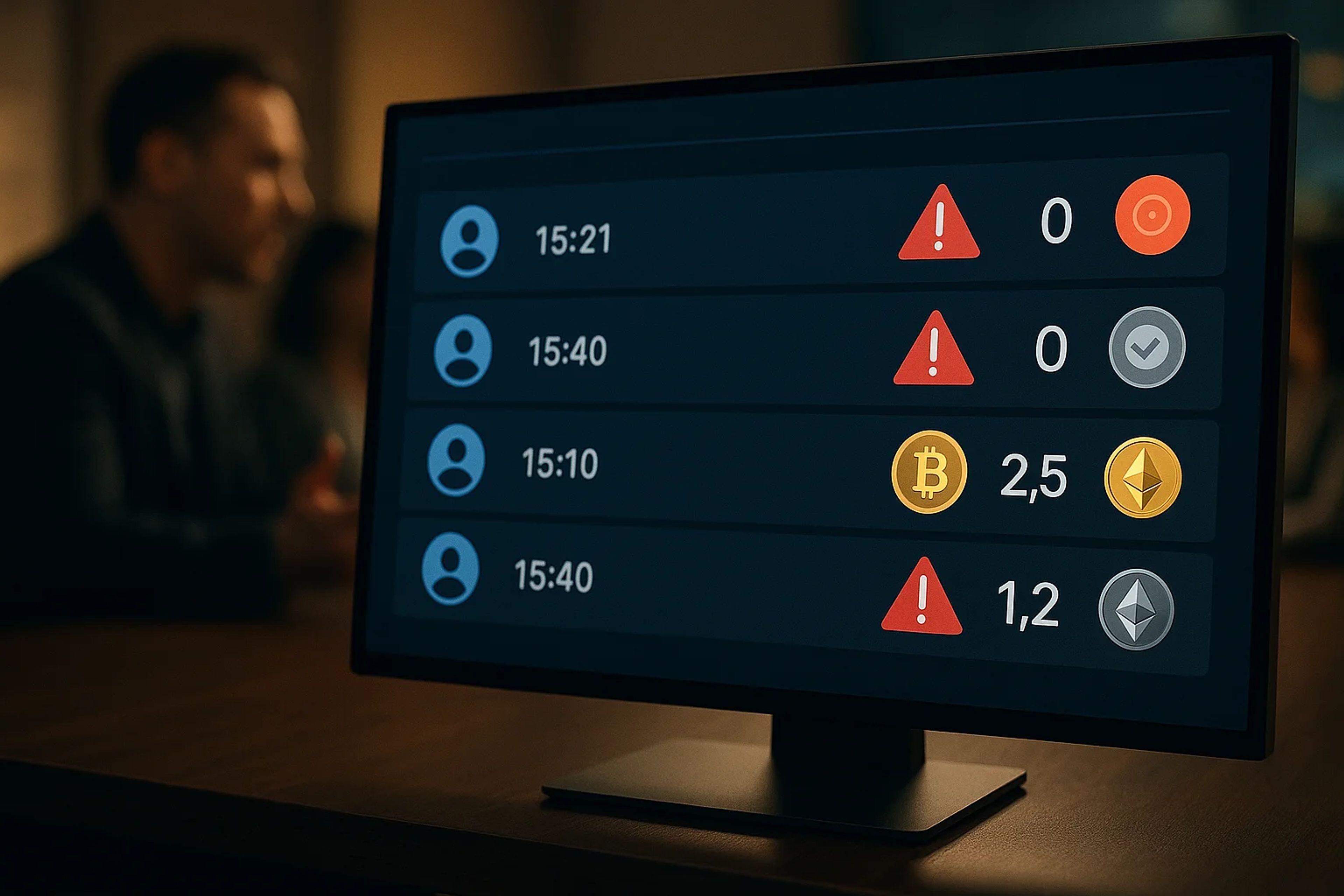 A computer monitor displaying a list of user