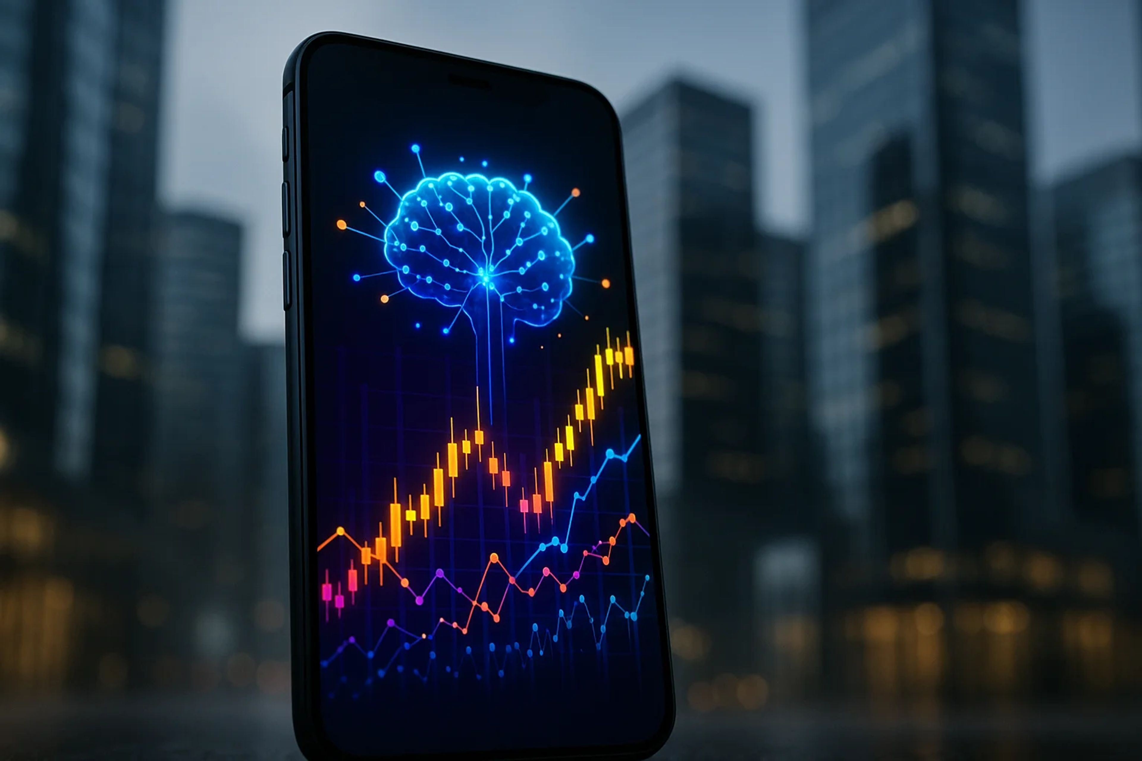 Smartphone displaying a colorful data
