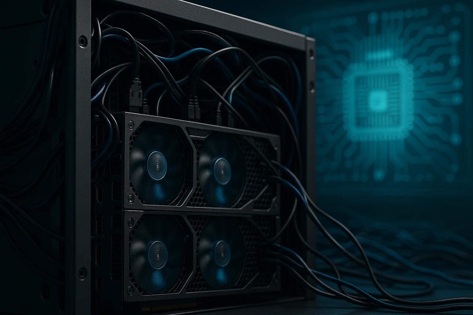 Close-up of a computer graphics card setup with