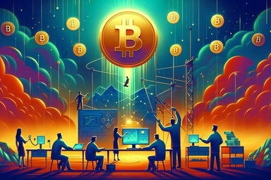 A vibrant digital scene depicting people working