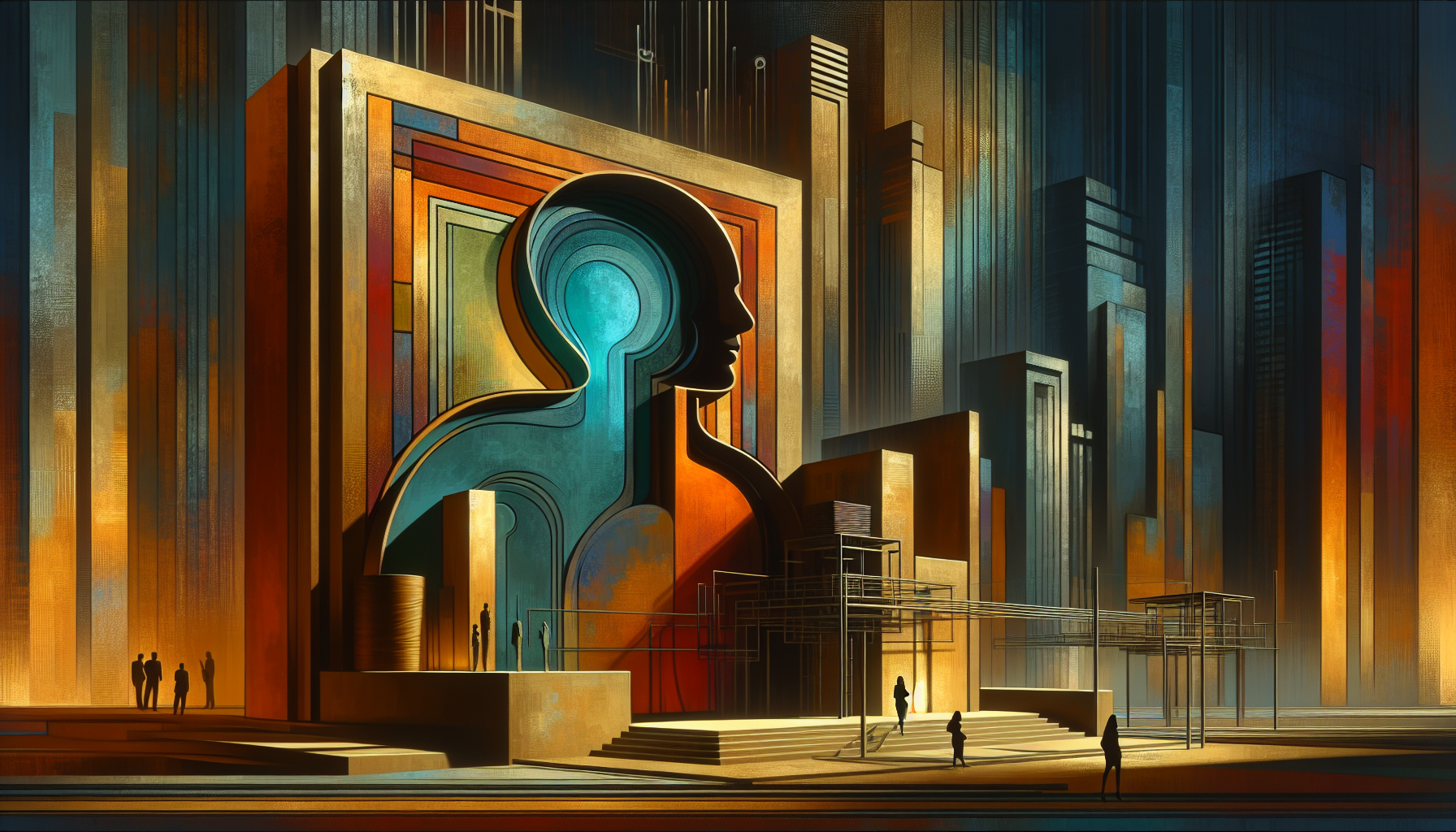 Abstract architectural structure with human