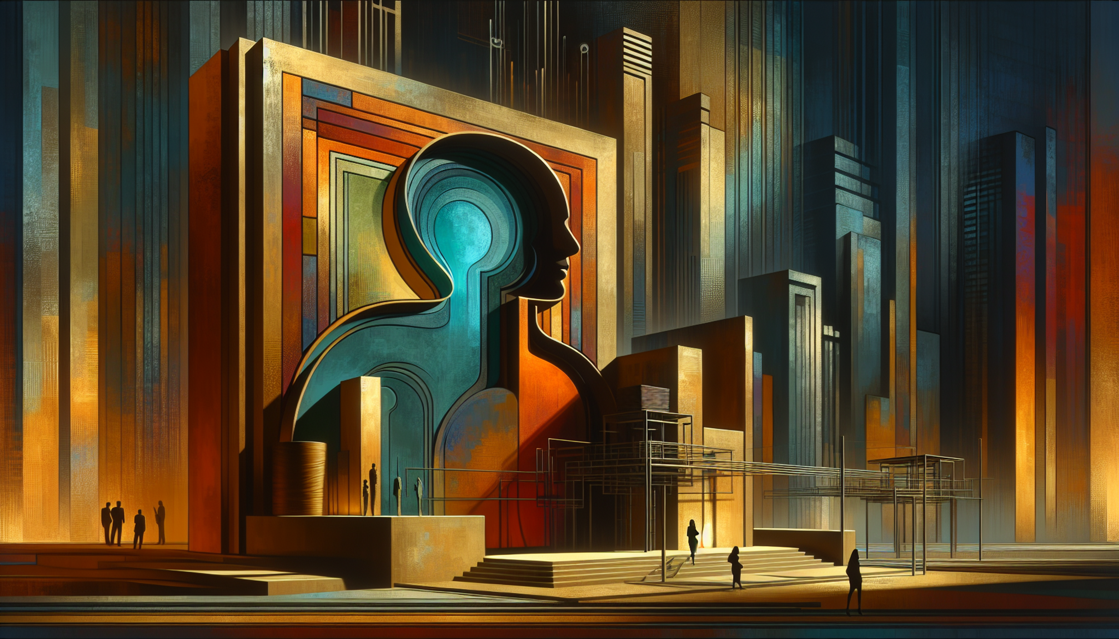 Abstract architectural structure with human