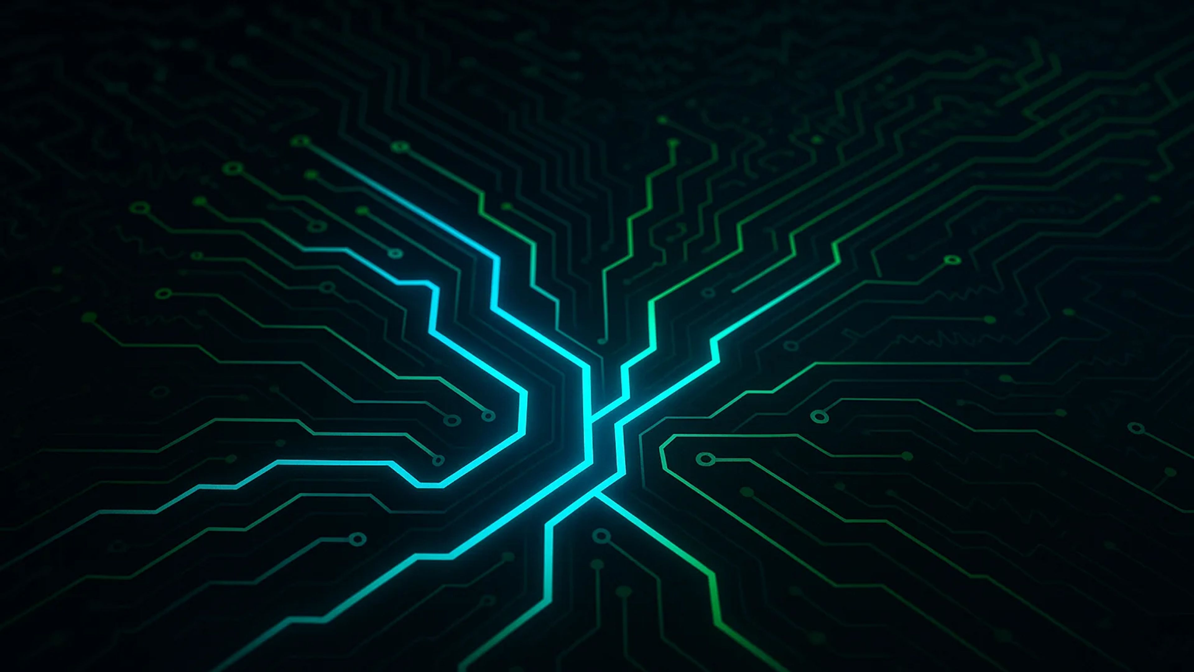 Abstract circuit board design with glowing lines