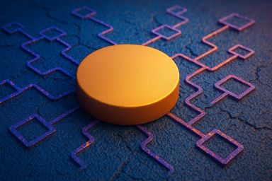 A circular orange object on a textured surface