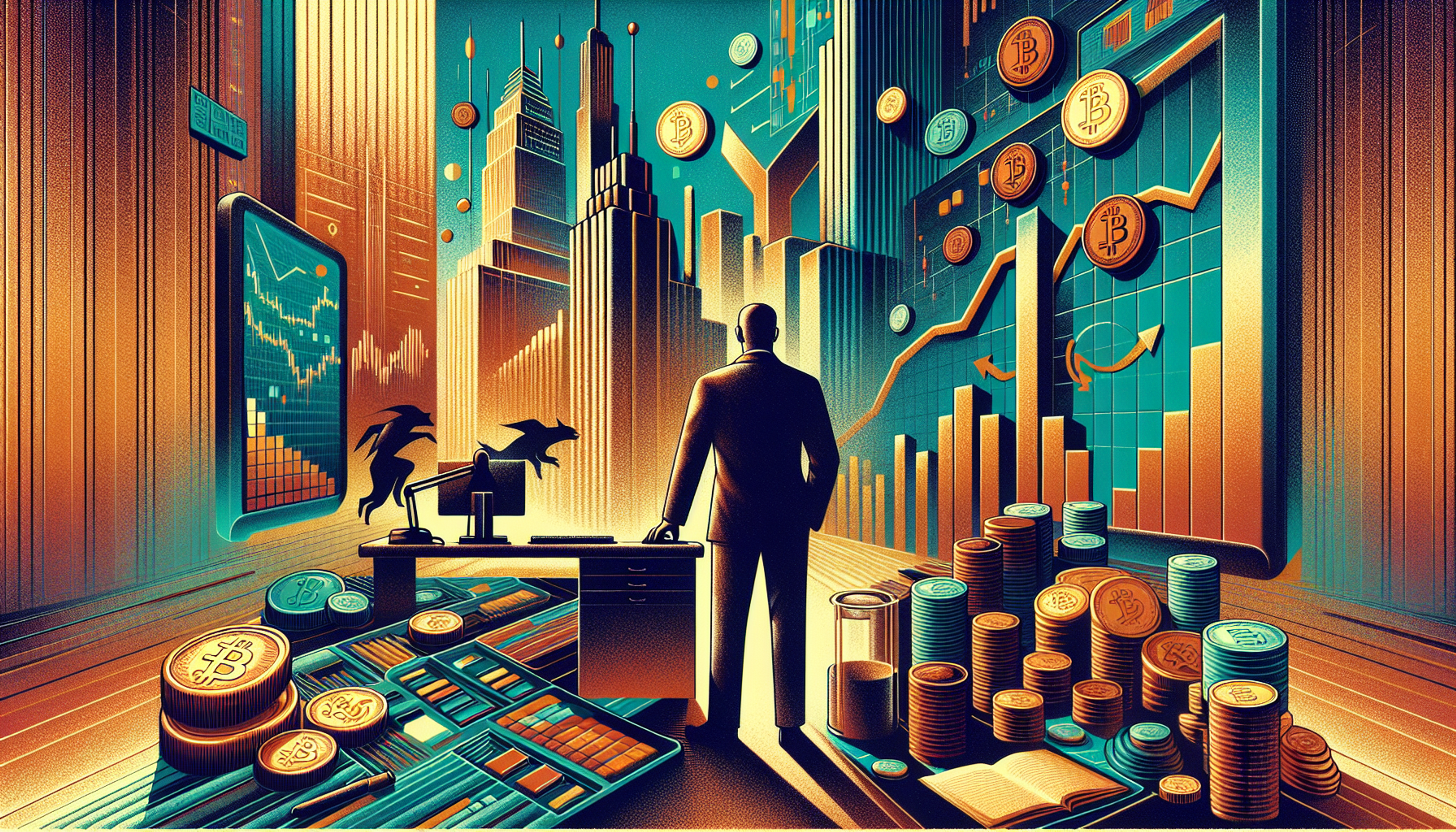 Silhouette of a person in a cityscape with