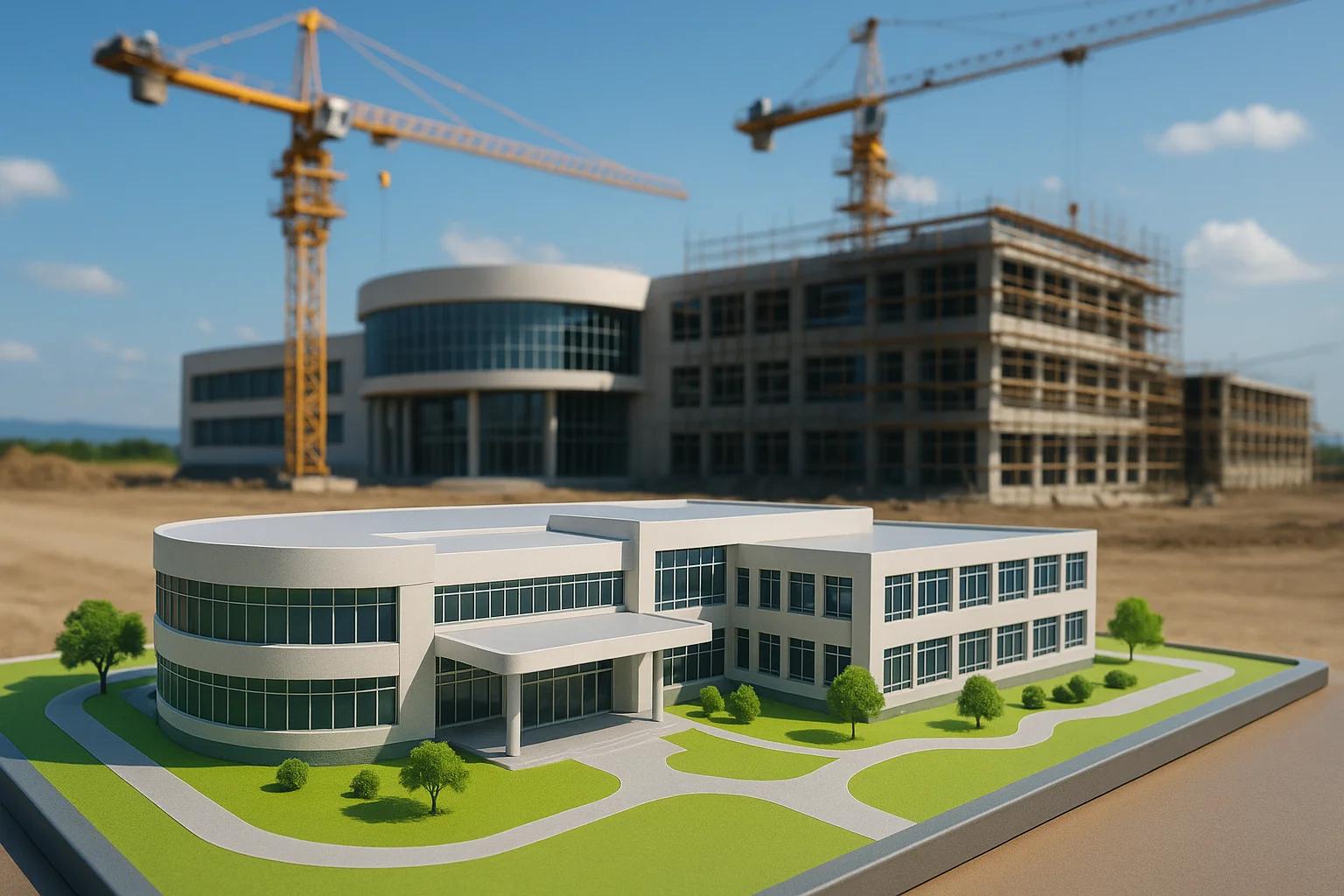 Architectural model of a modern building with