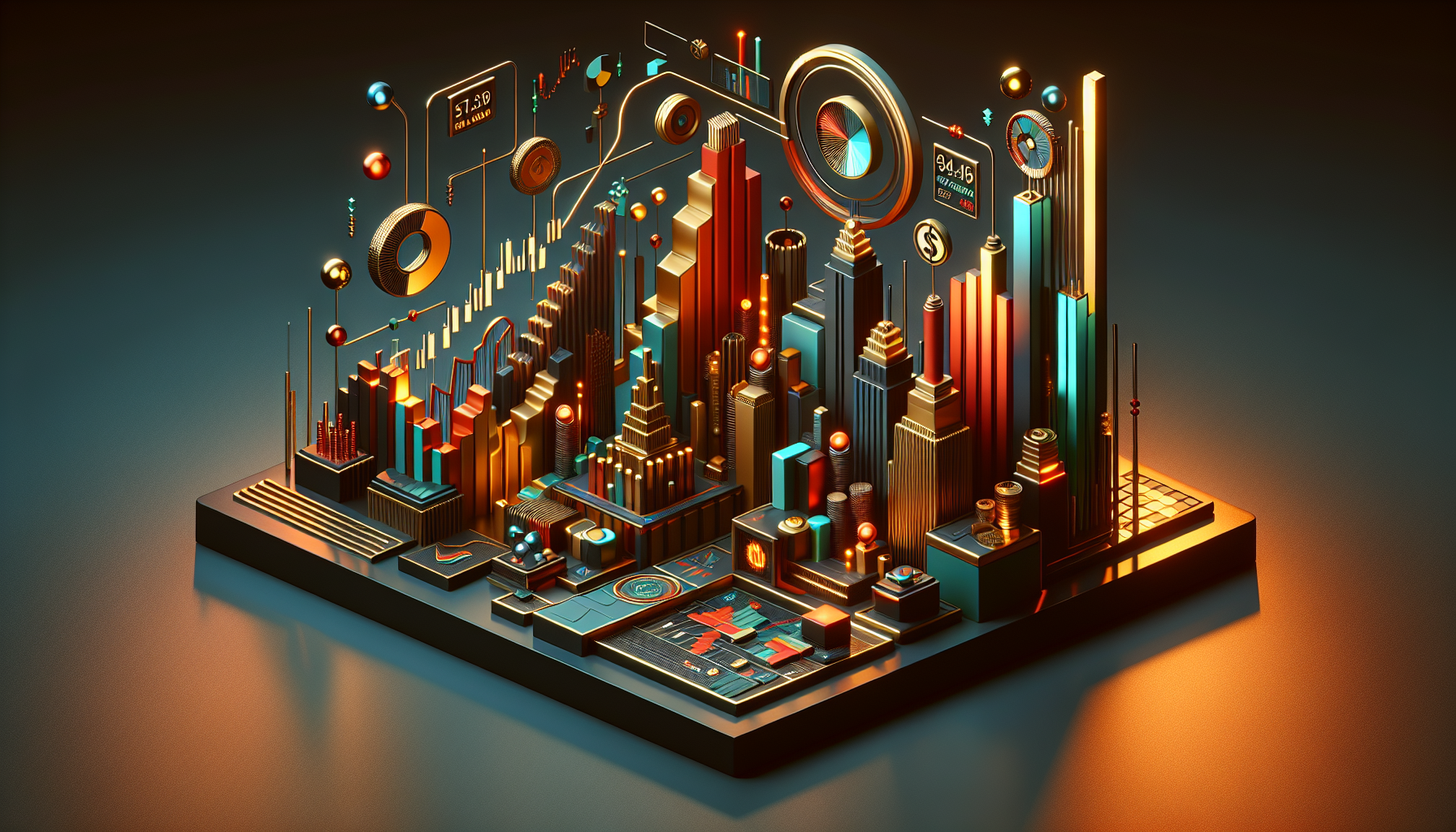 Colorful 3D data visualization with graphs and