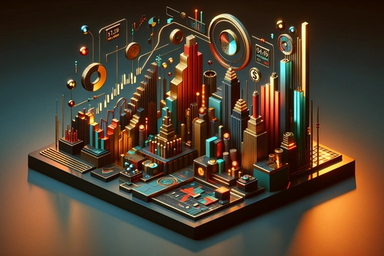 Colorful 3D data visualization with graphs and