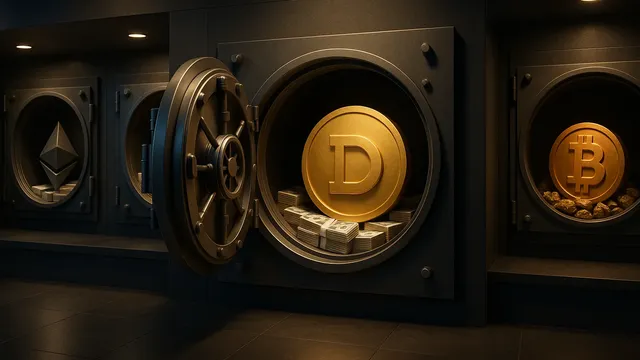 Open vault displaying gold coins and cash